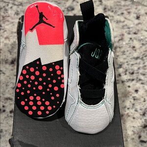 Jordan Kids White and Black Sneakers with Red Accents